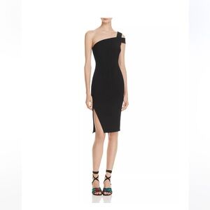 Likely Packard one shoulder dress in black. Size 6 (fits like a size 4)